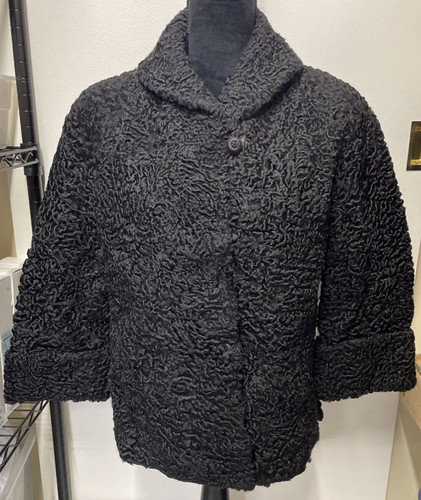 Vintage black curly lamb - black,