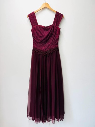Vintage 80s maroon maxi dress - vintage,