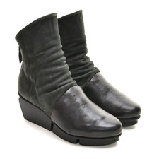 Ladies Trippen Lava F $550 Ankle Boots 38 / 7 Black Leather Suede Designer Shoes