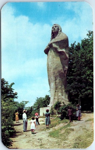 Postcard black hawk statue - -,