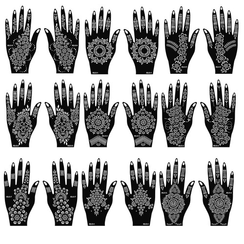 Henna tattoo stencils kit - kit,, 18