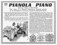 PIANOLA PIANO (Steinway, Weber or Steck) Antique Advertisement 1910