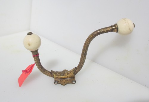 Victorian brass coat hook hat - coat,