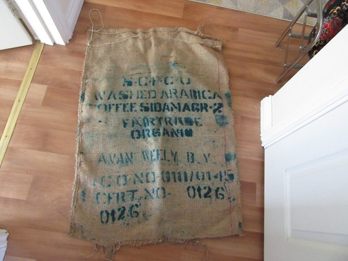 Vintage used printed - printed, burlap