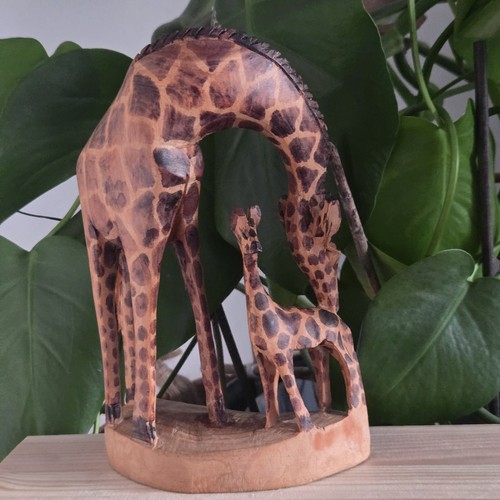 Hand carved wooden giraffe - carved,