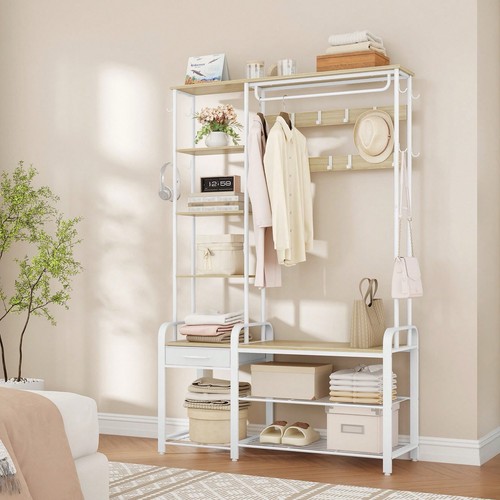 White oak hall tree - oak, rack
