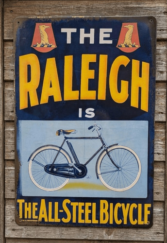 Raleigh bike metal sign - raleigh,