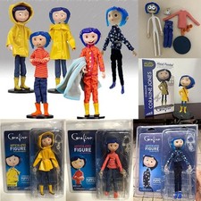 NECA Coraline Doll Articulated Figure Anime Raincoat Sweater in Striped Shirt To