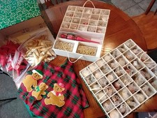 CHRISTMAS IN A BOX Tree Set 60 Glass Ornaments Topper Garland Stars & Tree Skirt