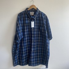 Brutus Shirt Mens 4XL XXXXL Blue Navy Check Tartan Short Sleeve Greatfit BNWT