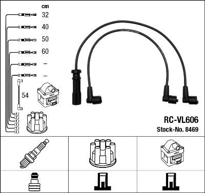 Ignition cable kit ngk 8469 - cable,