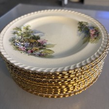 Vintage Tunstall "Cottage Garden" set of 12 Side Plates
