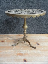 Large Vintage Brass Fireside Kettle Tea Pot Stand w/Fretwork