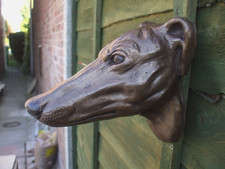 STONE CONCRETE GREYHOUND DOG  DOGS BRONZED HEAD WALL PET GARDEN SCULPTURE