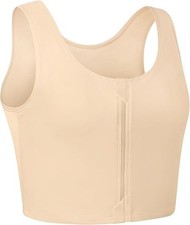 XUJI Women Transgender Tomboy FTM Elastic Breathable Half Chest Binder 3XL NUDE