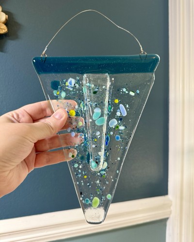 Fused art glass triangle wall - art,