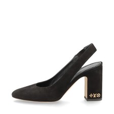 Louis Vuitton 23 years Suede Strap Pumps 34 Ladies' Black NL213 Monogram slingba
