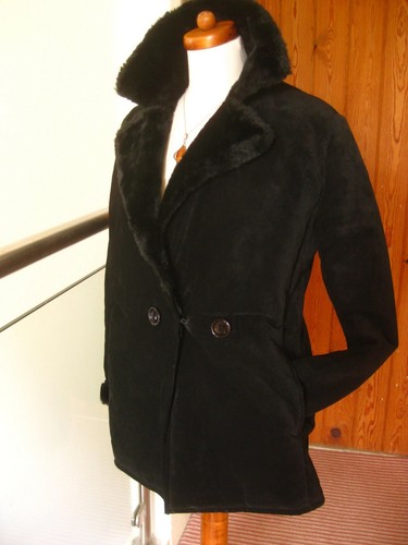 Black sheepskin style jacket - sheepskin,