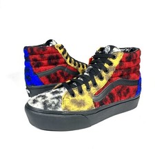 Vans SK8 Hi Platform 2.0 Trainers Leopard Pattern Multicoloured Fluffy UK 6 NEW