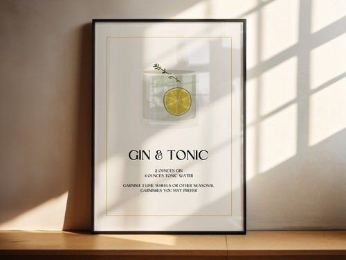 Gin and tonic cocktail - gin, poster
