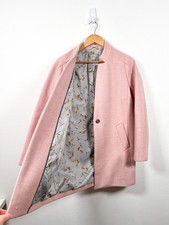Joules Tweed Coat Women UK 12 Pink Addington Herringbone Relaxed Smart Jacket