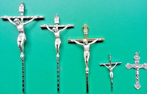 Silver tone metal crucifix - metal,