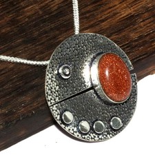 Outstanding Sandstone 925 Silver Plated Necklace 16" Chunky Jewelry GW