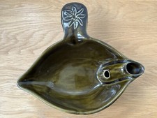 Vintage Green Gravy Boat w/ Fat Separator ~ Studio Pottery Sylvac Majolica esque