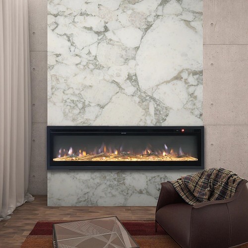 Inset electric fire media wall - inset,