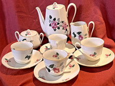 VINTAGE MORITZ ZDEKAVER CZECHOSLOVAKIA ROSE PATTERN 11 PIECE COFFEE SET VGC