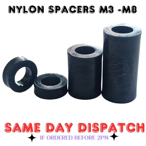 Black nylon spacers 5 m3 - black,