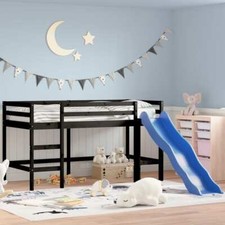Kids' Loft Bed with Slide Black 80x200 cm Solid Wood Pine vidaXL