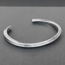 Mens Twisted Dark Silver Cuff Bracelet Stainless Steel Matte Viking Norse Bangle
