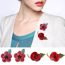 Enamel Remembrance Brooch Red Poppy Flower Lapel Pin Broach Badge Banquet Gifts.