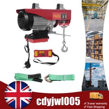 800kg Electric Hoist with Wireless Remote Control 12m Steel Cable 2 Slings NEW