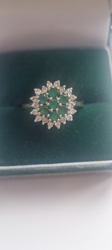 9ct gold emerald and - gold, diamond