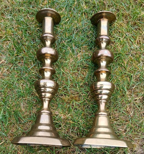 Pair antique brass beehive - pair,