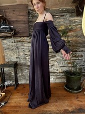 BIBA Vintage Purple Jersey Material Princess Sleeve Off The Shoulder Dress