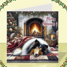 Rough Collie Dog Christmas Card
