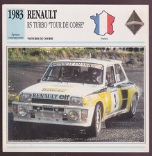 1983 Renault R5 Turbo Tour De Course Jean Ragnotti Race Car Photo French Card