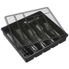 Cutlery Tray with Lid, Cutlery Storage Box for Kitchen Drawer