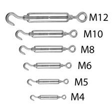 M 4 M5 M6 M8 M10 M12 Turnbuckle Stainless Steel Hook to Eye Wire Rope Tensioner
