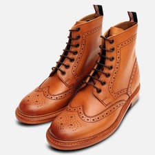 Sherman Premium Goodyear Tan Country Brogue Boots