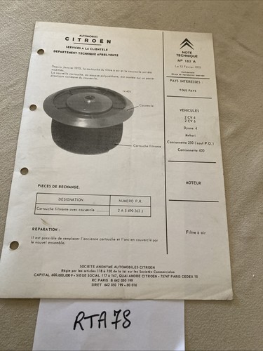 Citroën note information 1975 - citroën,
