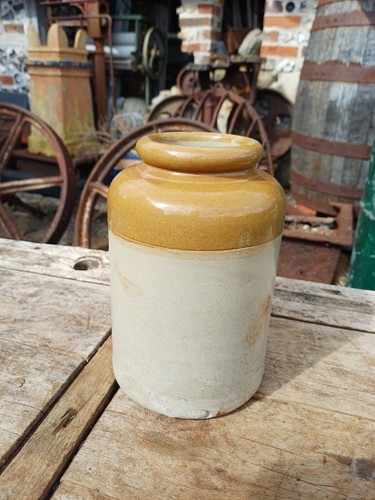 Antique stoneware storage jar - storage,