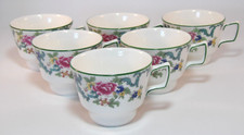 6 Royal Doulton Fine China Booths Floradora Green Teacups  c1990 VGC Excellent