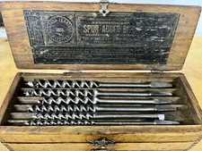 Vintage Set Russell Jennings 3 Tier Box Double Twist Auger Brace Drill Bits Nice