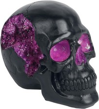 Nemesis Now Horror Skull Ornament, Resin, Black, Purple, 17cm Purple 