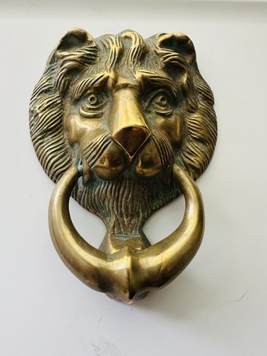 Vintage brass lion head door - lion,