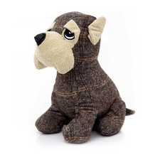 Winston Puppy Dog Doorstop in Herringbone Tartan Fabric | Animal Door Stop 1.5kg